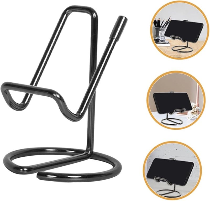 Healifty 2 Pack Portable Non Slip Iron Phone Stand For Desk And Bed Viewing Black - Image 2